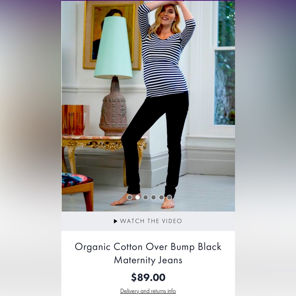 Seraphine organic cotton over bump black maternity jeans